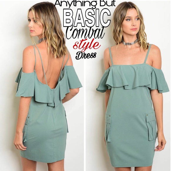 Combat chic Double pocket Mini fit n Flare Dress - Picture 2 of 5